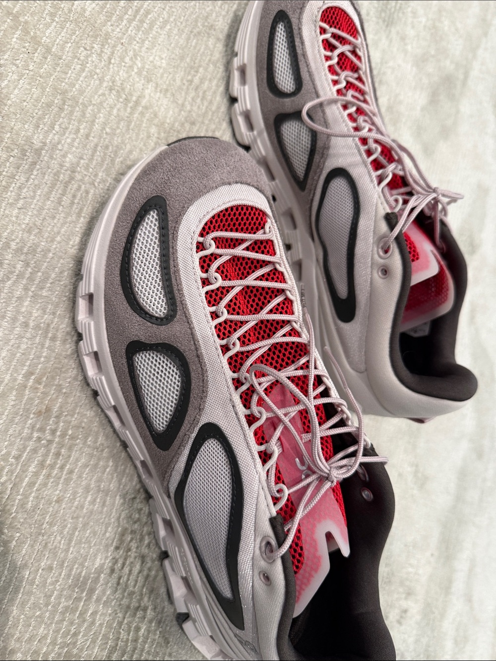 On Running Women’s Red and Gray Athletic Sneakers - Picture 4 of 7
